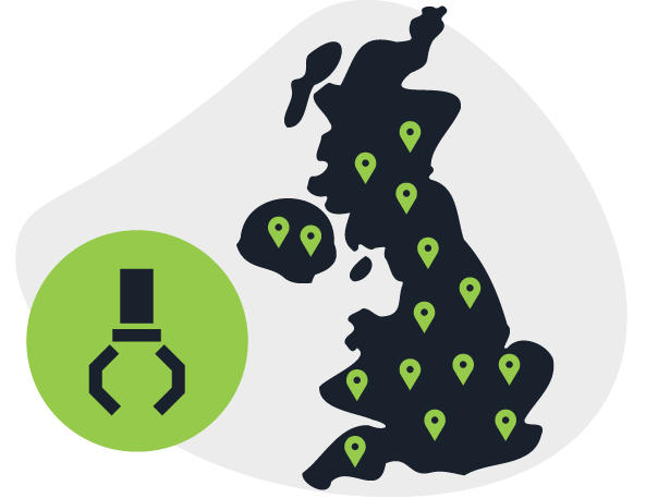 Map of UK showing nationwide car scrap yards