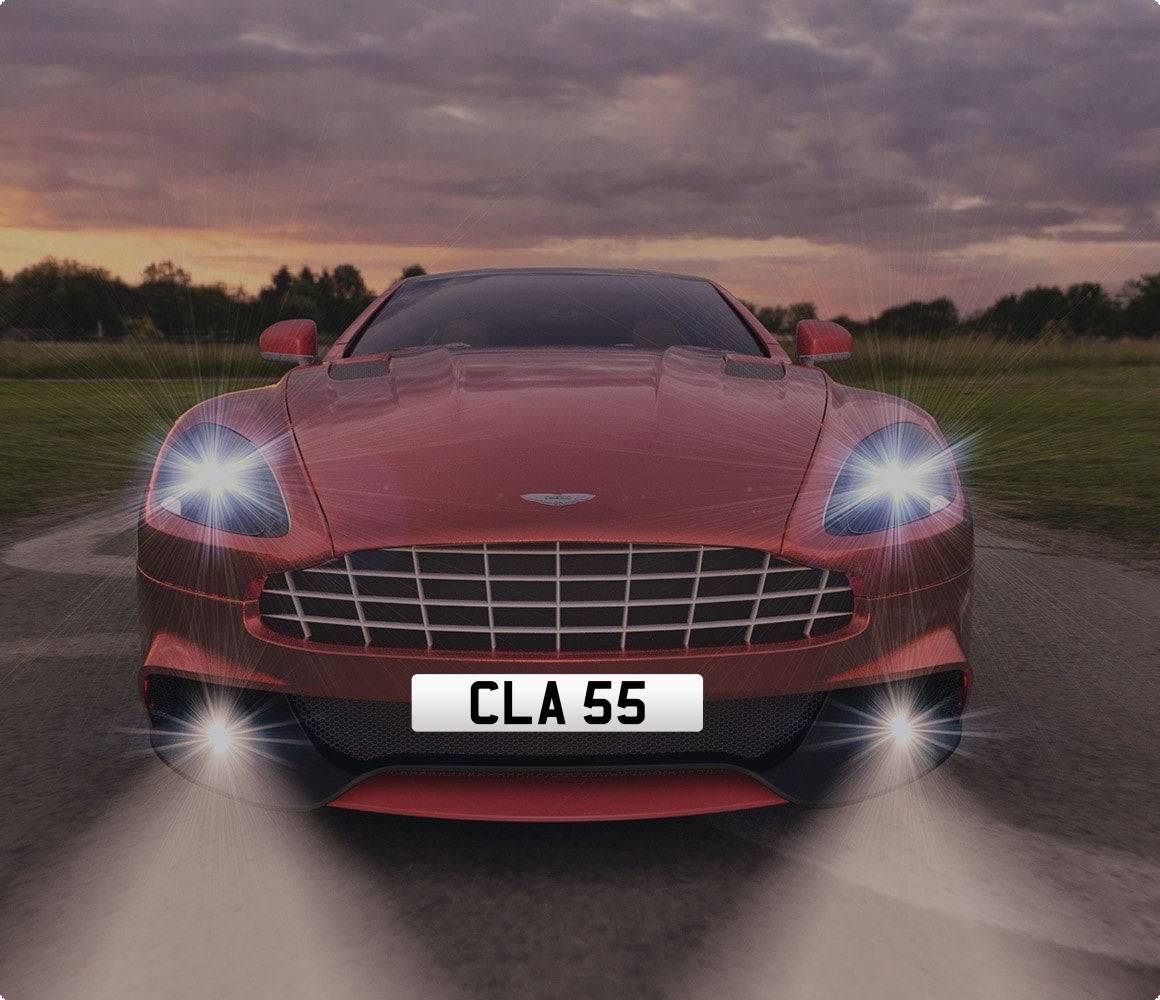 CLA55 DVLA private car registration on aston martin