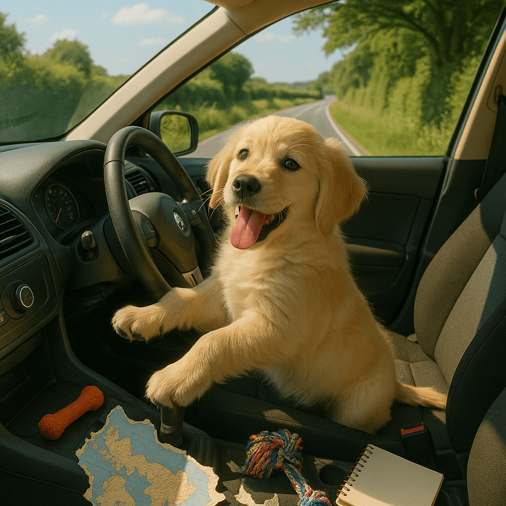 Cute dog car trouble