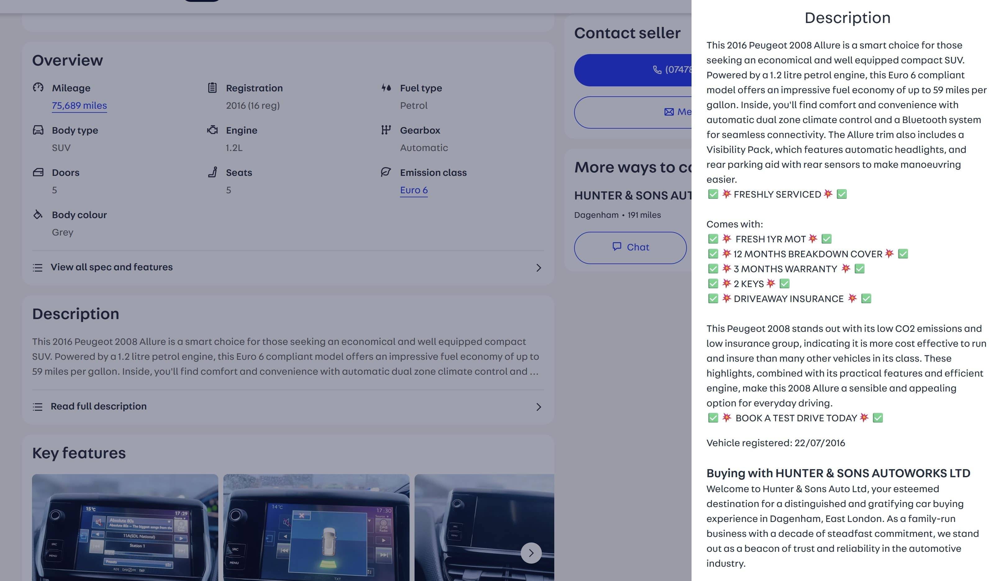 AutoTrader advert description